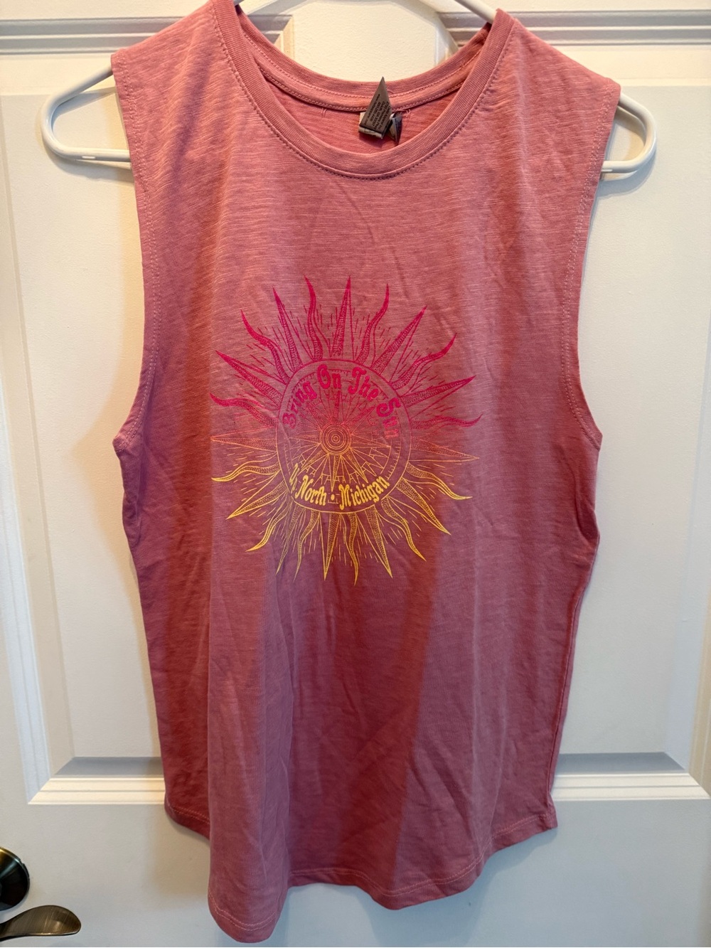 Women's Dusty Rose Sun Graphic Muscle Tank Top